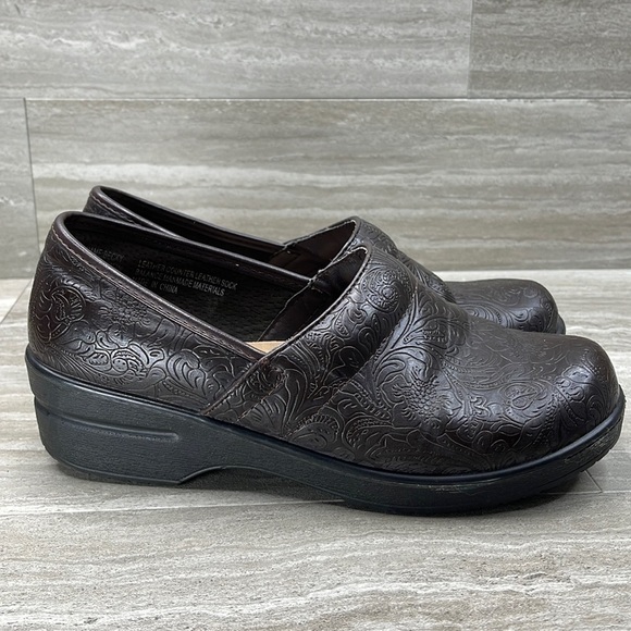 Duck Head Becky Floral Leather Tooled Comfort Clogs Womans Size 8 - Picture 1 of 11